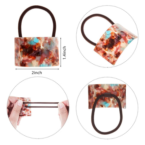 Willbond 4 Pieces Acrylic Ponytail Cuff, Tortoise Shell High Pony Rope Hair Ties, Sweet Color for Women Accessories