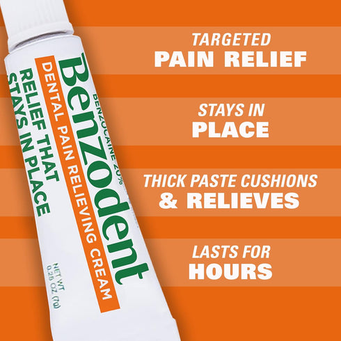 Benzodent Maximum Strength Dental and Oral Pain Relieving Cream, 1oz for Dentures, Mouth Sores, Braces