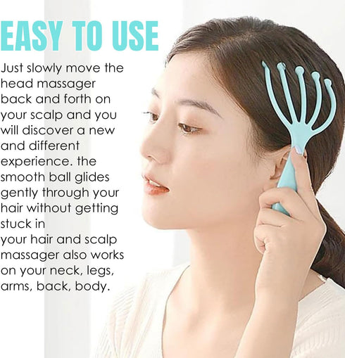 Seddy Portable Scalp Massager, Hand Held SPA Head, Neck, & Body Massager for Deep Relaxation (2 Pack) (Blue)(Pink)