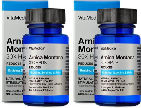 VitaMedica Arnica Montana 30X Homeopathic Tablets for Bruising Pain and Swelling | 2 Pack | 100 Servings