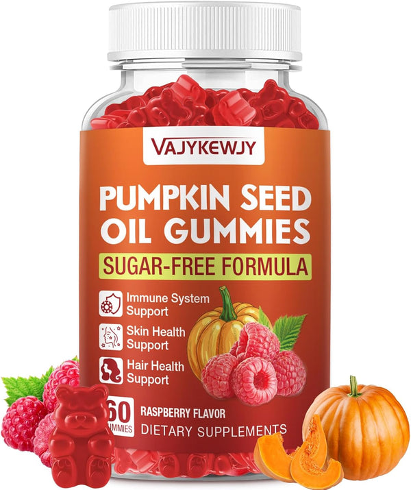 VAJYKEWJY Pumpkin Seed Oil & Saw Palmetto Gummies - Hair Growth & Skin