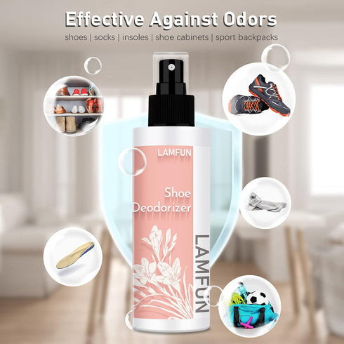 Shoe Deodorizer Spray, Natural Odor Eliminator for Feet, Shoes and Gym Bags, Freesia Fragrance, 150ml