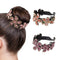 ISKYBOB 2 Pieces Rhinestone Flower Ponytail Holder Twist Bun Shaper Hair Grips Claw, Wine Red + Multicolored