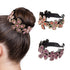 ISKYBOB 2 Pieces Rhinestone Flower Ponytail Holder Twist Bun Shaper Hair Grips Claw, Wine Red + Multicolored