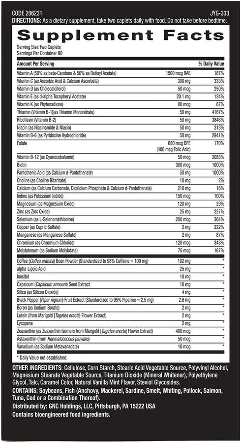 GNC Mega Men Energy & Metabolism Multivitamin, Antioxidants and Increased Calorie Burning, 180 Count