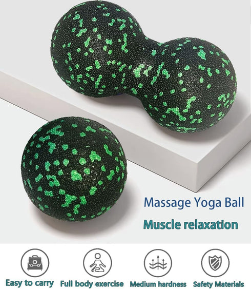 Set 2 of Peanut Massage Ball - Double Ball for Trigger Point Therapy, Myofascial Release, Deep Tissue Fitness Massage