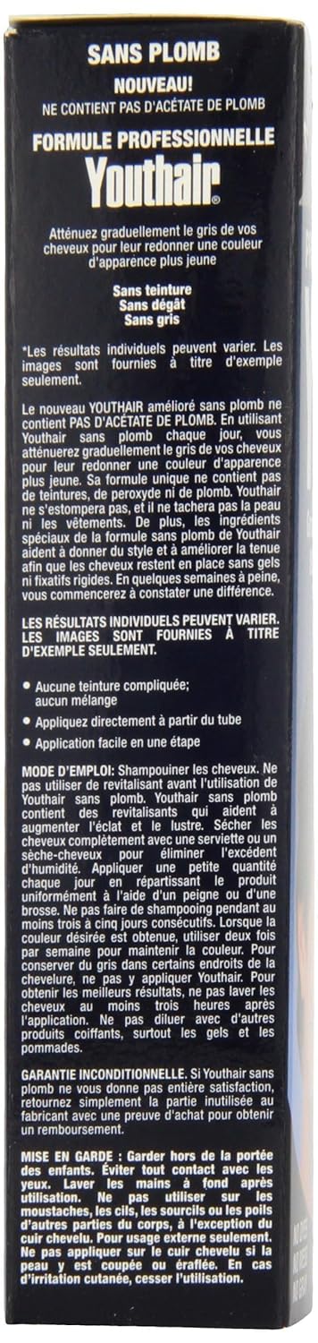 Youthair Crème Hair Color Restoring Conditioning Formula for Gray Hair Coverage, 3.75 oz, Made in USA