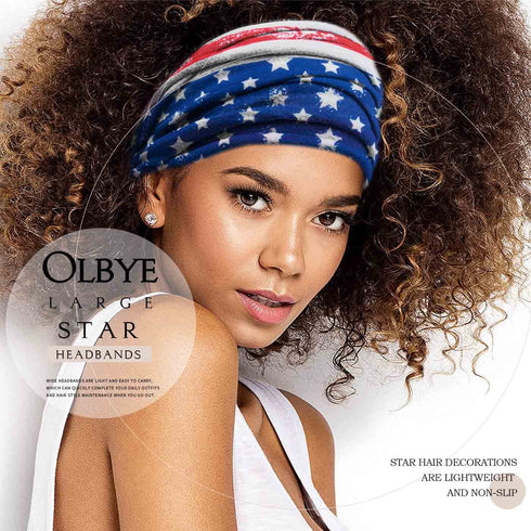 Olbye 4th of July Headbands - USA Patriotic Hair Accessories, American Flag Wide Knotted Turban Headband