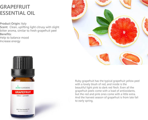 Set Pack 6, 10ml, Citrus Essential Oil - of Pure Therapeutic Grade Fruity Essential Oils includes Lemon, Grapefruit