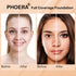 PHOERA Matte Liquid Foundation Full Coverage with Kabuki Makeup Brushes, 101 Porcelain + 102 Nude