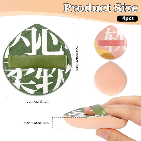 4 PCS Korean Makeup Puff, Soft Teardrop Setting Powder Sponges for Foundation, Beginner Friendly - Medium