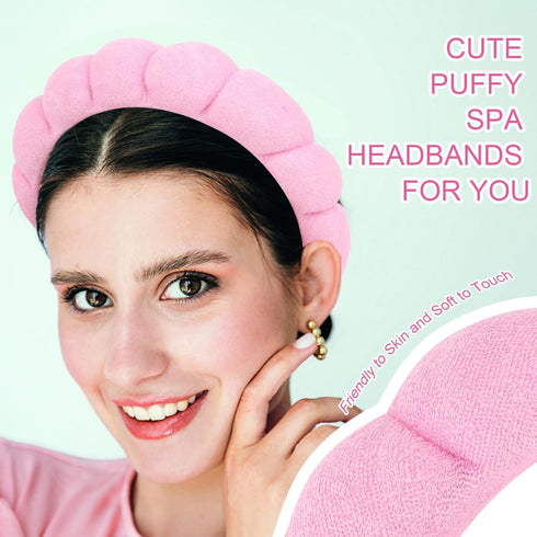 3 Pack Spa Headbands for Washing Face, Makeup Headband, Terry Cloth Puffy Hair Band for Skincare
