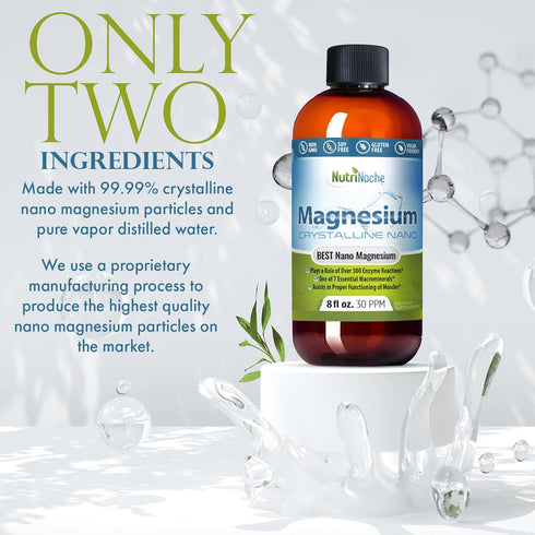 Liquid Magnesium by NutriNoche - 99.99% Ultra Pure Crystalline Nano Drops for Maximum Absorption