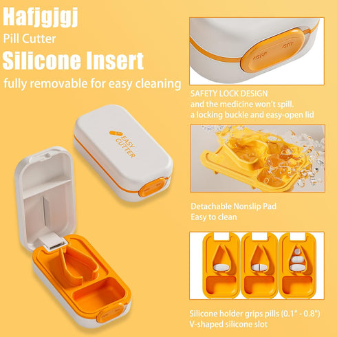 Hafigigi Pill Cutter Splitter for Small or Large Pills with Safety Lock - Accurate and Easy Travel-Friendly Design