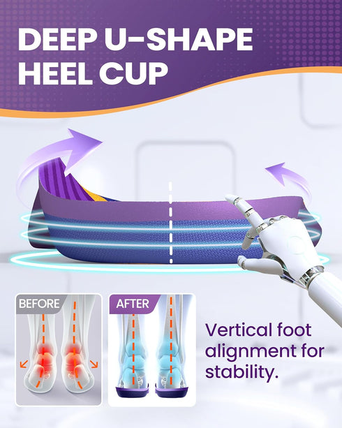 Shoe Cushions Inserts, QBK Flat Feet Insoles for Solving Heel Pain, Heel Spur, Back Pain, Achilles Tendonitis, Comfort