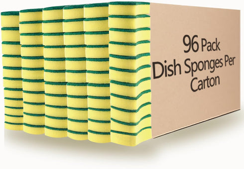 Kitchen Cleaning Sponges, 96 Pack Eco Non-Scratch for Dish and Scrub Sponges.
