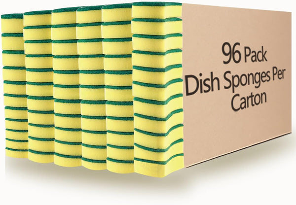 Kitchen Cleaning Sponges, 96 Pack Eco Non-Scratch for Dish and Scrub Sponges.