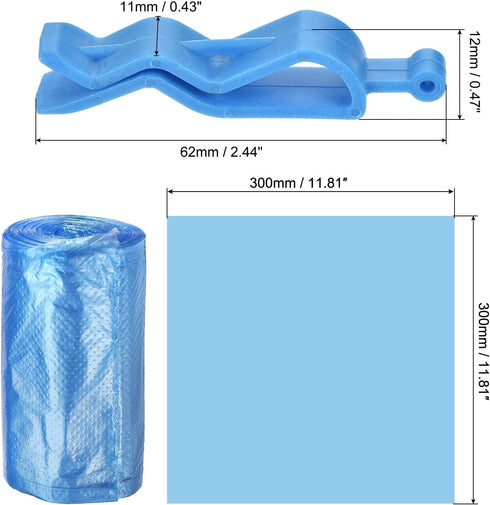 MECCANIXITY 4 Rolls 120 Counts Blue Small Trash Bags & 6Pcs Garbage Bin Clip for Home, Office, Daily Use