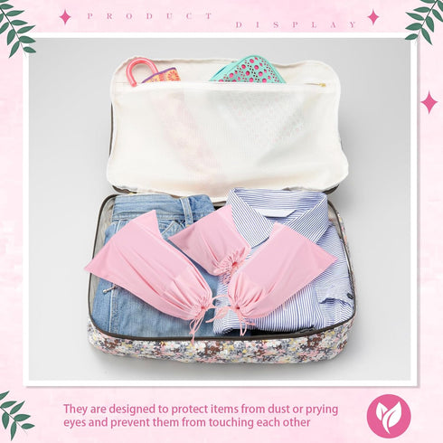 Hillban 20 Pcs Adult Game Toy Storage Bags, Microfiber Drawstring Organizer Pouch Case for Game Toy, Light Pink