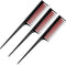 Leinuosen 3 Pcs Triple Teasing Comb for Women - Plastic Rat Tail Comb for Thick Fine Hair Styling (Black and Red)
