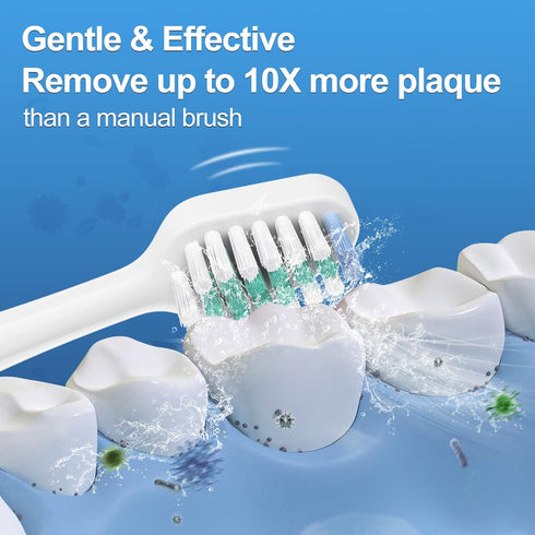 Waterpik Triple Sonic Toothbrush Heads, Complete Care 5.0/9.0, AquaSonic Duo, Home Dental Center, 10 Count, White
