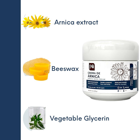 Pili Arnica Cream Hydrating Moisturizer for Face & Body, 1 oz - Soothes Dry, Bruised & Irritated Skin