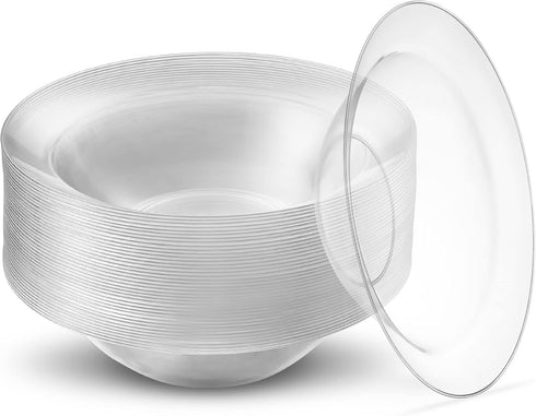 PLASTICPRO 10 oz, 40 Pack, Premium Heavy Weight Crystal Clear Disposable Plastic Cereal & Soup Bowls