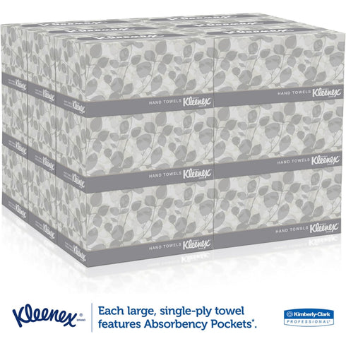 KLEENEX Pop-Up Box Hand Towels - Paper, 9 x 10-1/2, 120/pack