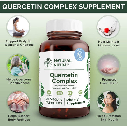 Natural Nutra Quercetin Complex with Bromelain and Vitamin C, 100 Vegan and Vegetarian Capsules