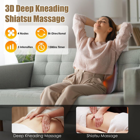 Wilytyres 3D Back Massager with Heat, Waist Massage Cordless Rechargeable Kneading Lower Back Massager for Pain Relief