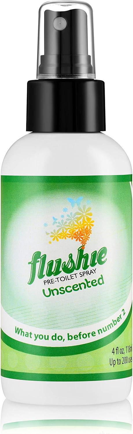 Flushie Pre-Toilet Spray for Poop - Travel Size Bathroom Deodorizer, Unscented, 4oz