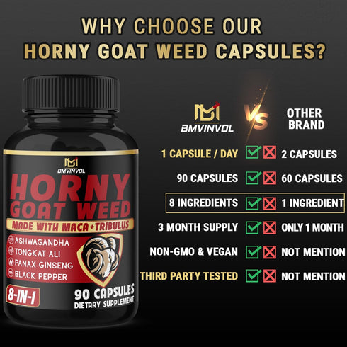 BMVINVOL Horny Goat Weed Capsules, 7000mg Herbal Equivalent, 3 Months Supply