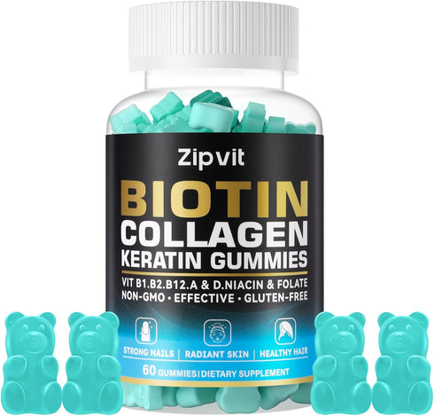 zipvit Biotin Collagen Gummies Hair Skin and Nails Vitamins for Women & Men