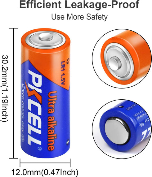 PKCELL N Size 1.5V Alkaline Batteries, 20 Pack - Ultra Long-Lasting MN9100/E90/LR1 for Medical Devices