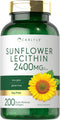 Carlyle Sunflower Lecithin Softgel Capsules, 2400mg, 200 Count, Non-GMO, Soy Free, Gluten Free Supplement
