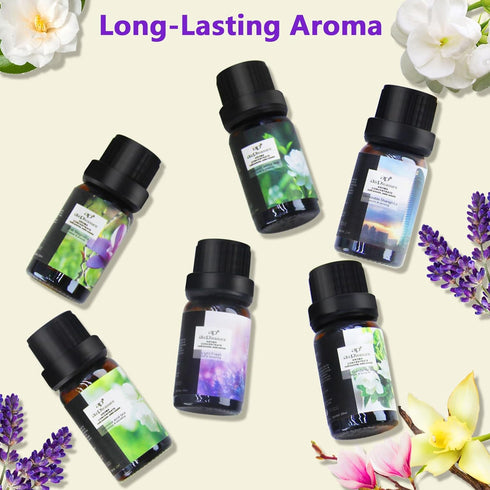 Flower Essential Oils Set, 6x10ml Aromatherapy Oil Gift Kit for Diffuser, Humidifier, Fragrance - Gardenia, Magnolia,