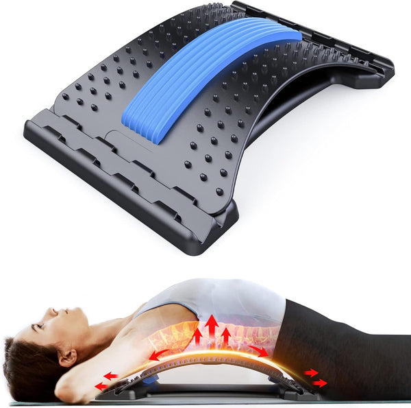 Back Stretcher for Lower Back Pain Relief, 3 Level Adjustable Lumbar Cracker Board, Spine Decompression