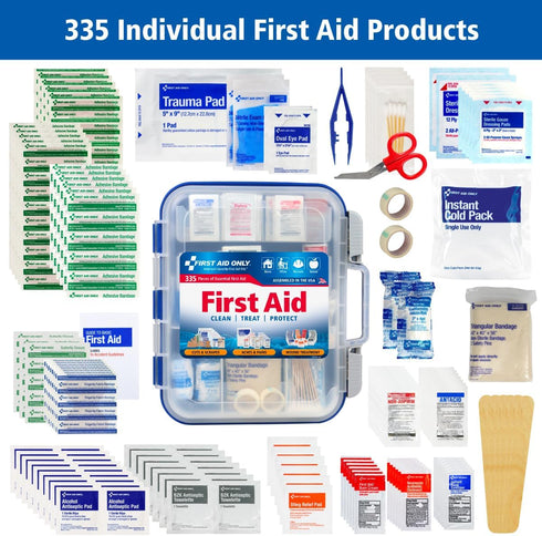 First Aid Only OSHA-Compliant 100-Person Emergency First Aid Kit, 335 Pieces for Home, Work, Travel