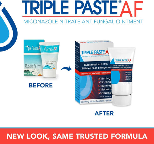 Triple Paste AF Anti Fungal Ointment, 2% Miconazole Cream, Treats Jock Itch, Athletes Foot, Pack of 2