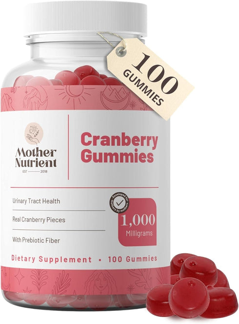 Mother Nutrient Cranberry Gummies for Women & Kids - 1,000mg Pure Cranberry Extract, Gluten-Free, Non-GMO, Vegan