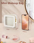 Mini Makeup Bag, Small Waterproof Clear Makeup Bag, Leather Cosmetic Pouch for Travel, Beige