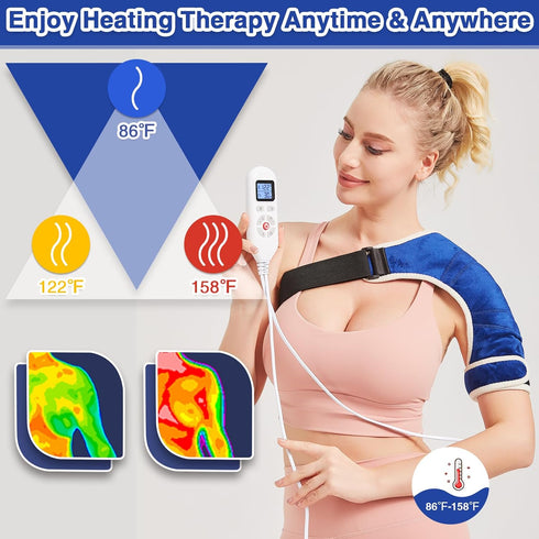 1 Pack Shoulder Heating Pad for Rotator Cuff - Heated Wrap Brace for Pain Relief - 90Mins Auto-Off Heating Pad for
