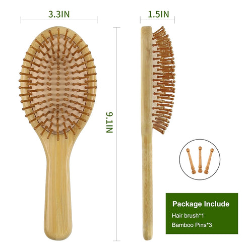 MRD Natural Bamboo Paddle Detangling Hairbrush, Massage Scalp Brush for Thick, Thin, Curly, and Dry Hair
