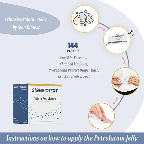 Pack Packs 0.5 144-count White Petrolatum Jelly by Sion Biotext - Large Value - Skin Intensive Therapy, Chapped Lip