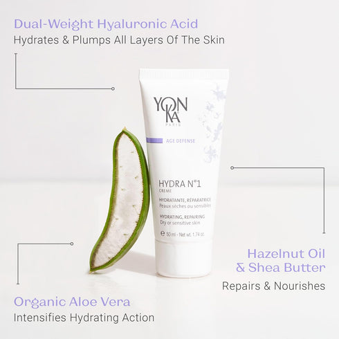 Yon-Ka Daily Reparative Moisturizer, Hydra No. 1 Creme, Anti-Aging Skincare with Hyaluronic Acid, Vitamins A, C & E,