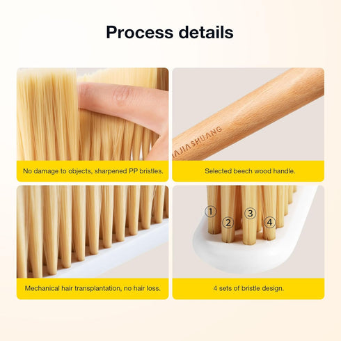 Portable Hand Brush - OSCIOSS Dusting Brush with Wooden Handle for Cleaning Bed, Couch, Clothes, Ideal for Home