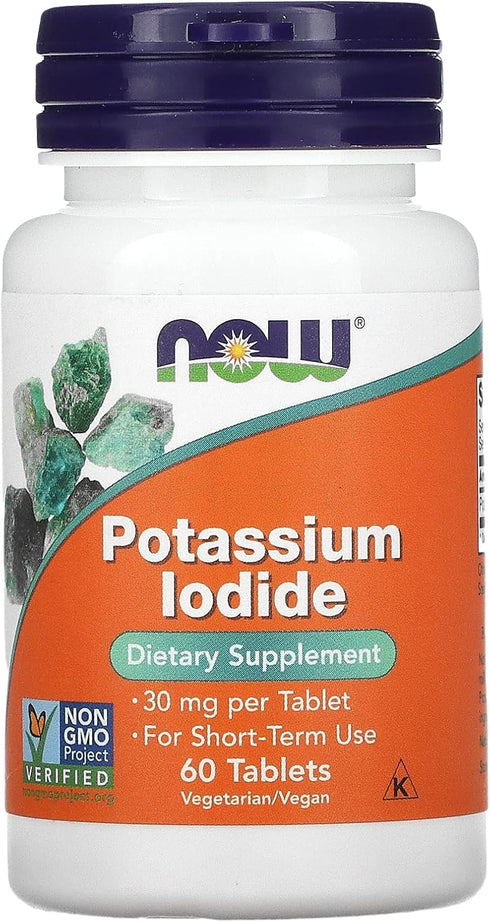 NOW Supplements Potassium Iodide 30mg - 60 Non-GMO Project Verified Tablets