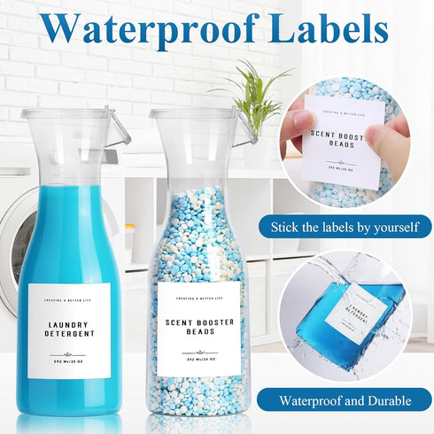 Laundry Detergent Dispenser Bottle 20oz with Waterproof Label for Soap, Softener, Bleach, 2 Pack