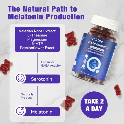 Gummies 5-HTP 60 Count (1) Melatonin Free Sleep for Adults with Magnesium, Valerian Root, & Herbal Blend - Natural