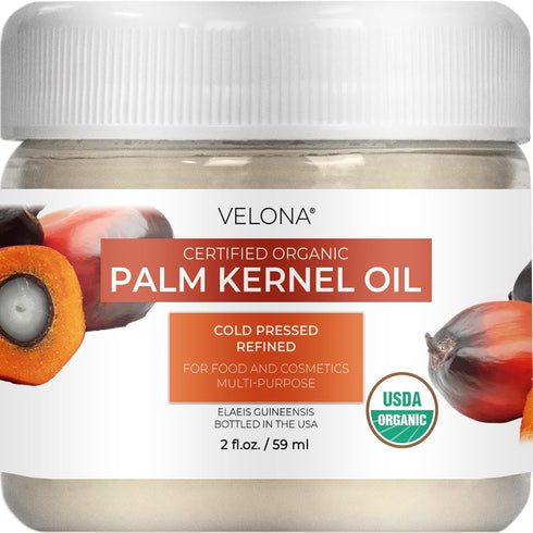 velona USDA Certified Organic Palm Kernel Oil - 2 Fl Oz, 100% Pure Carrier Oil for Skin Care